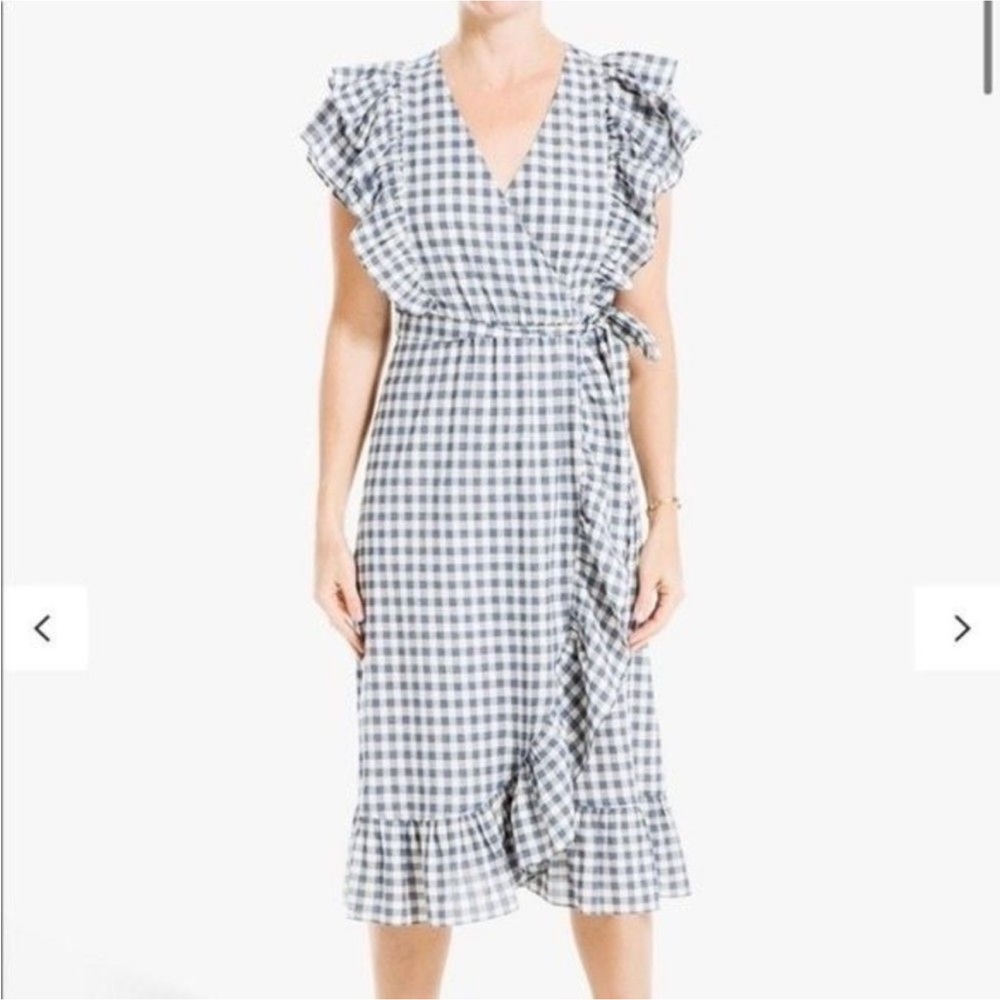 Max Studio Blue and cream lightweight wrap dress